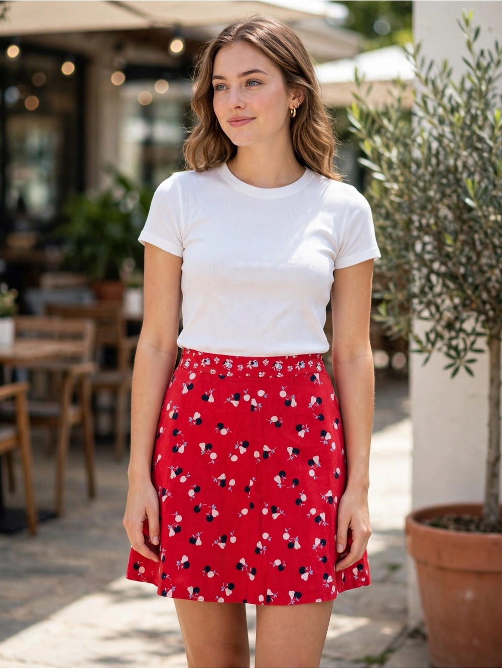 American Eagle Outfitters Red Floral Mini Skirt